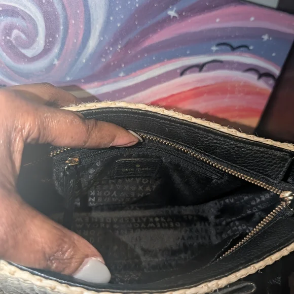 Kate Spade Black and Straw Crossbody Bag - Picture 5 of 5